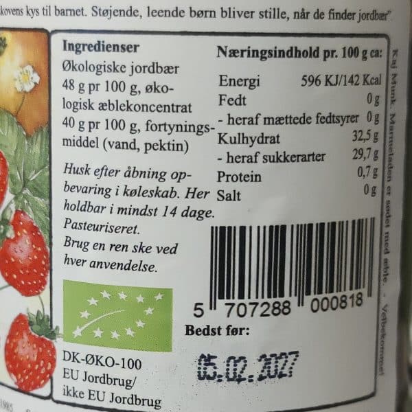 Økologisk Jordbær marmelade fra Søbogaard - Billede 2