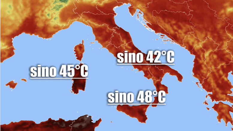 mappa temperatura Sicilia ed Italia 2021 al sahawat times giornale italiano