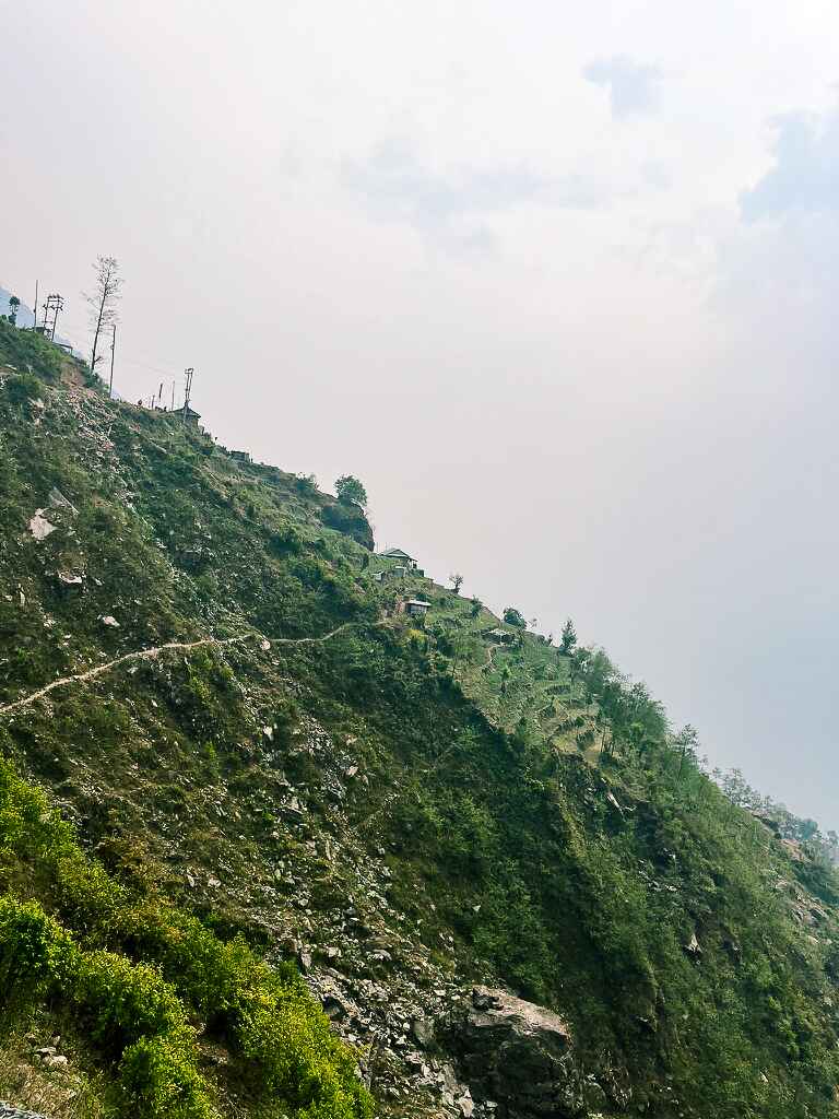 Terraces close to Langtang with the narrow roads on the left