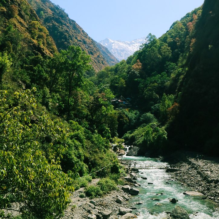 Our first mountain and river views close to Syabru Besi