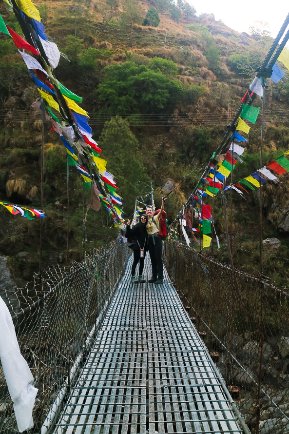 Laurence and I standing on a suspension bridge.