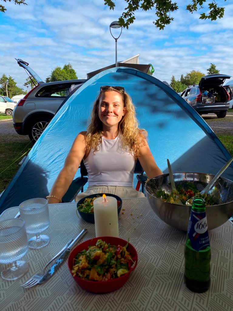 Amber at the campsite, San Sebastian