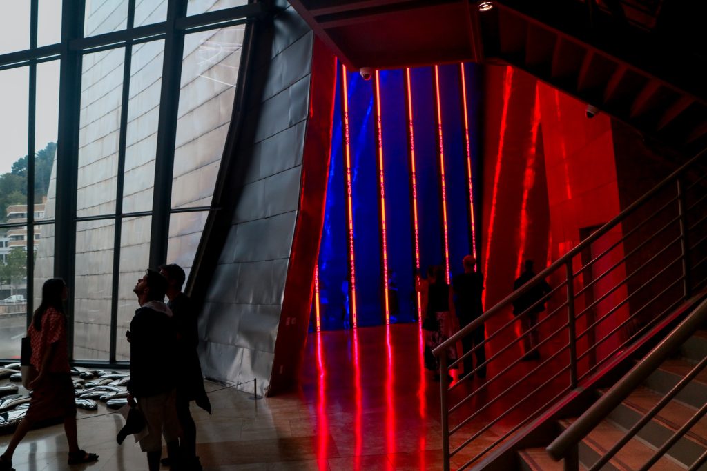 Jenny Holzer's light installation and window, Guggenheim Museum Bilbao