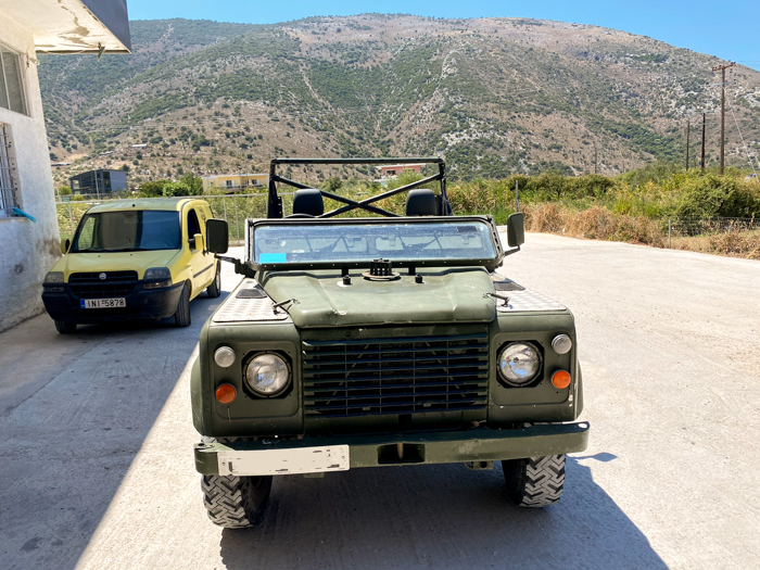 Landrover from Gent, our hitchhiking driver, Albania