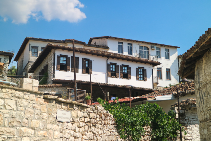 Old house in Berat, Albania, traditional many windowed building