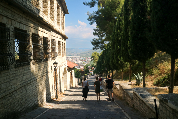 Street up to citadel, in Berat, Albania