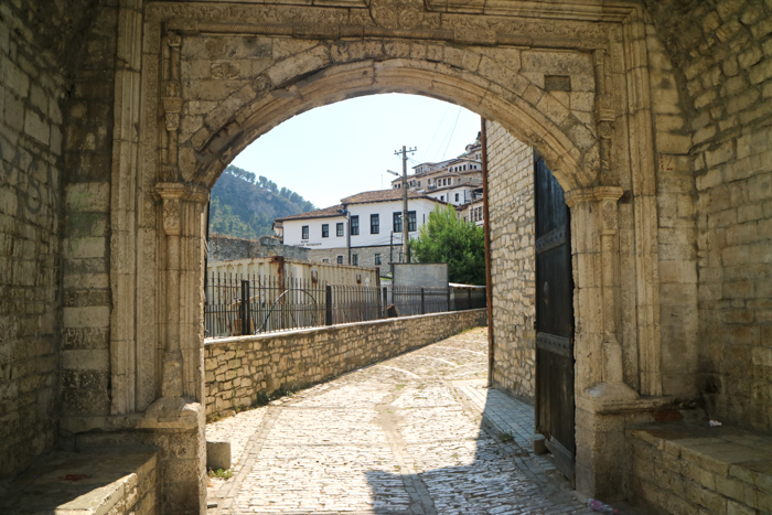 View through archway in Berat, Albania