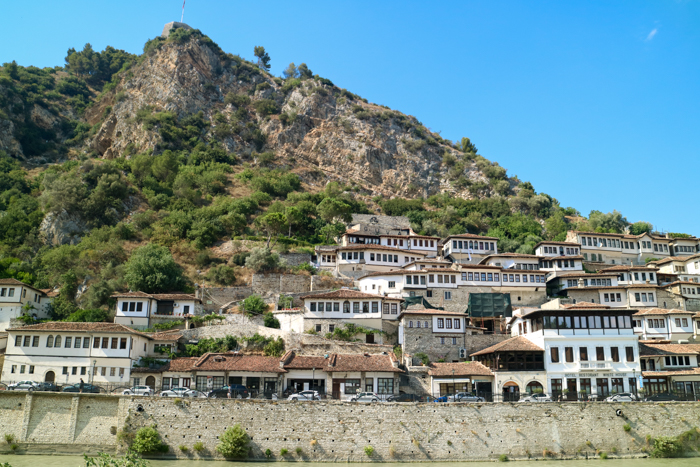 View of Berat from riverside, Albania