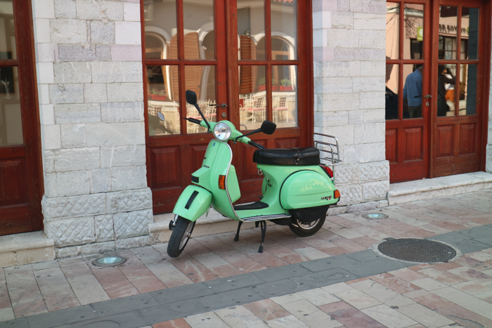 Mint green vespa in Shkodër, Albania