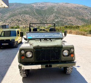 Military landrover, hitchhiking Albania, Vlorë