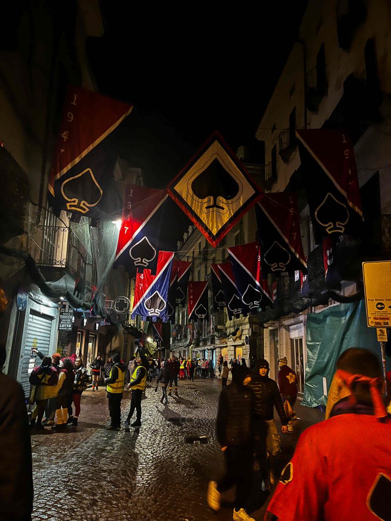 Flags in Ivrea, Italy with Carnival