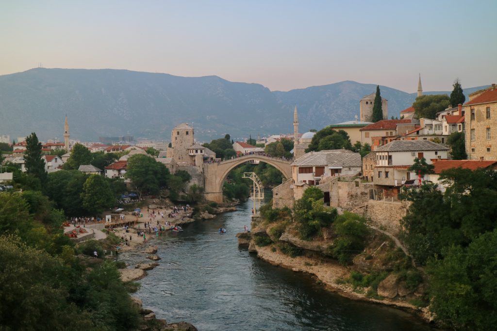 View of the Old Bridge in Mostar, Bosnia Herzegovina