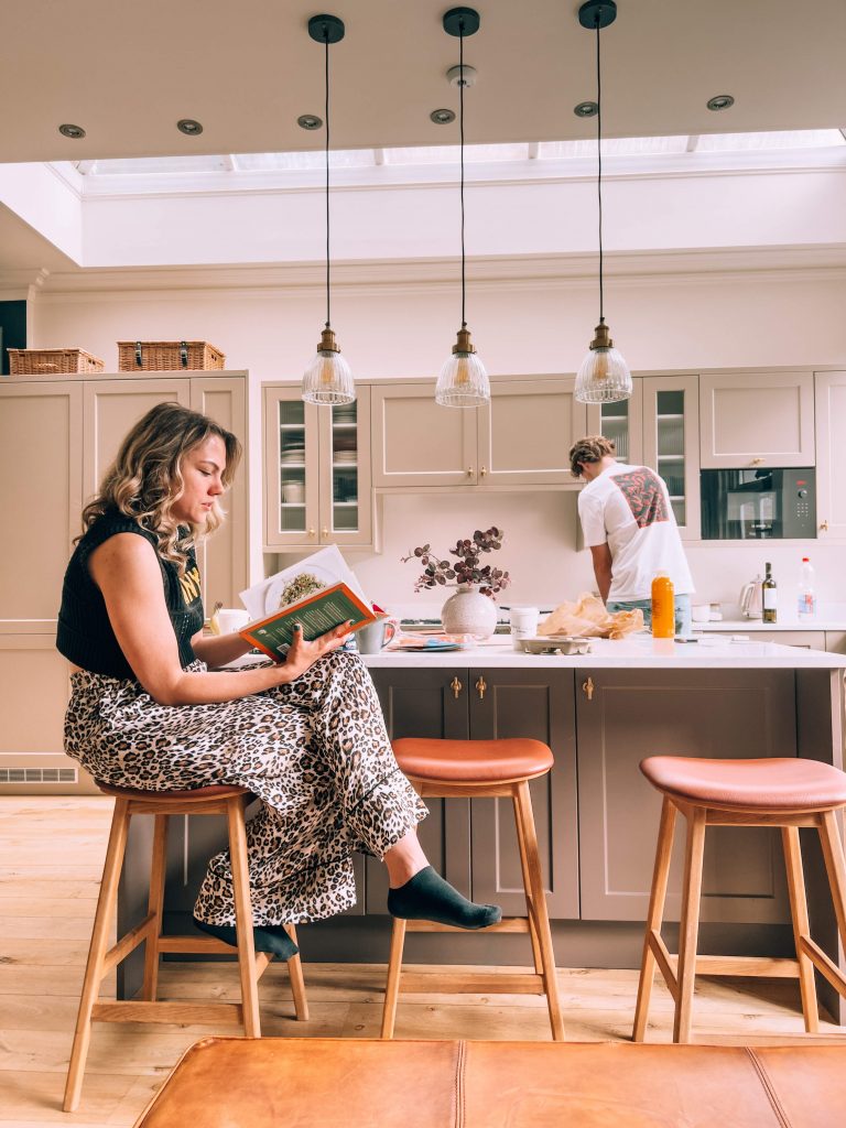 Amber and Wessel in kitchen at Airbnb in Richmond, London, UK