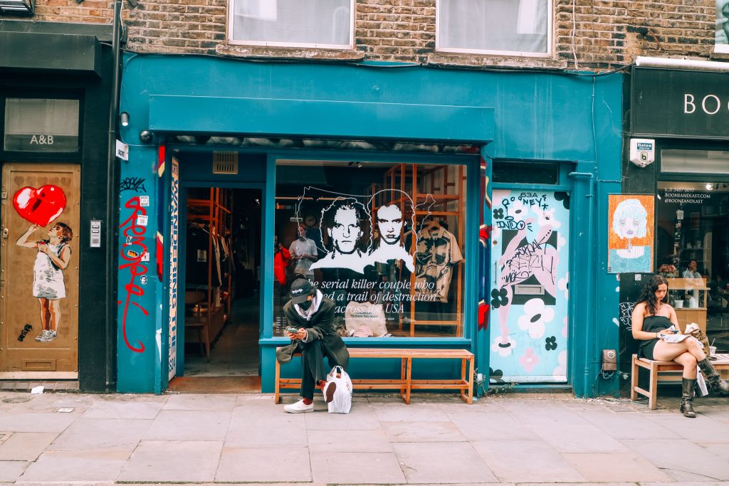 The 6 Best Neighborhoods in London - Amber Eats Abroad - Photograph of store in Shoreditch