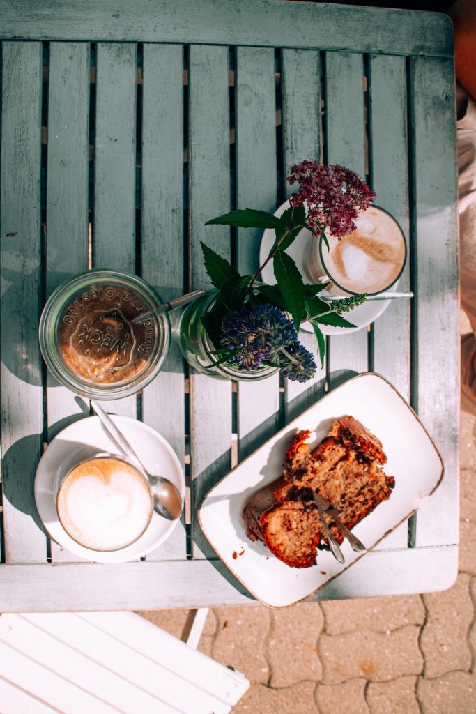 Coffee and gluten free banana bread at Napoljonska, Berlin, Germany