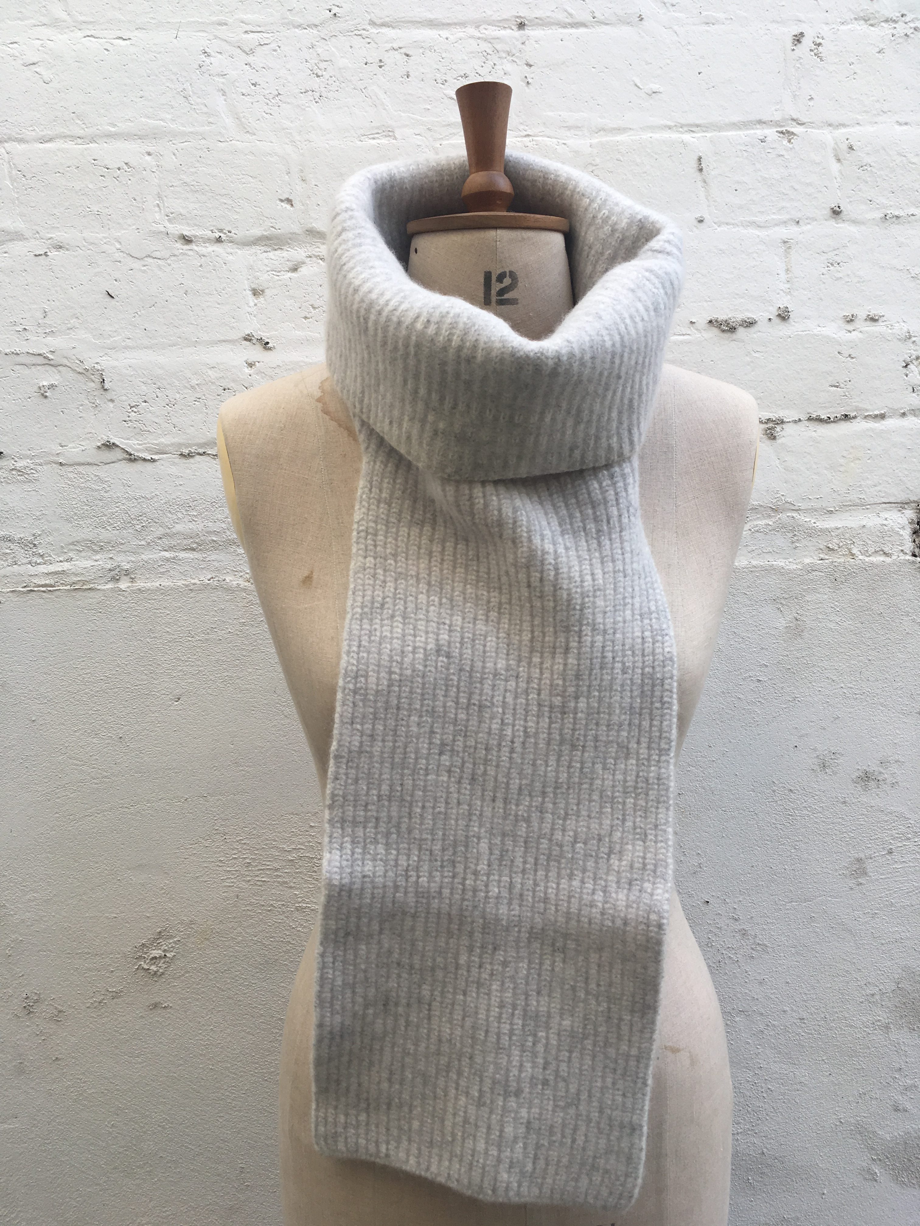 Pearl Grey and White Lambswool Scarf