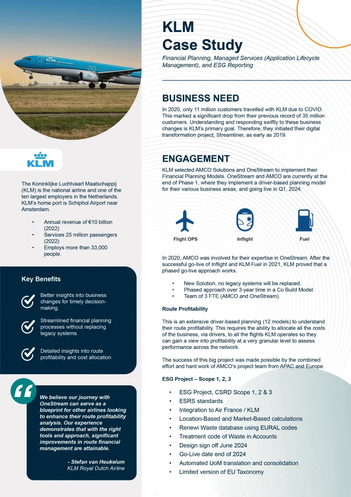 AMCO KLM One-Pager Client Case Study Thumbnail
