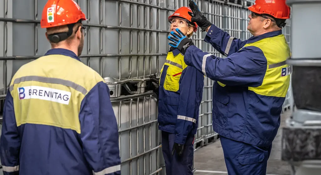 Brenntag employees discussing and working together