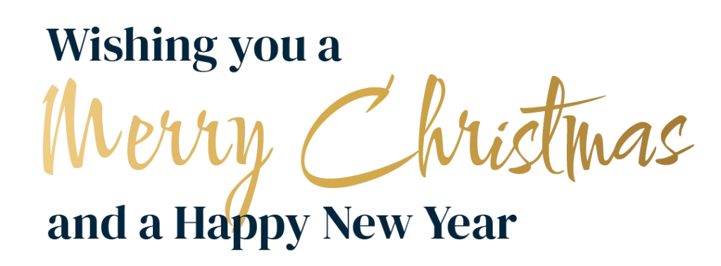 Merry Christmas and Happy New Year greeting text