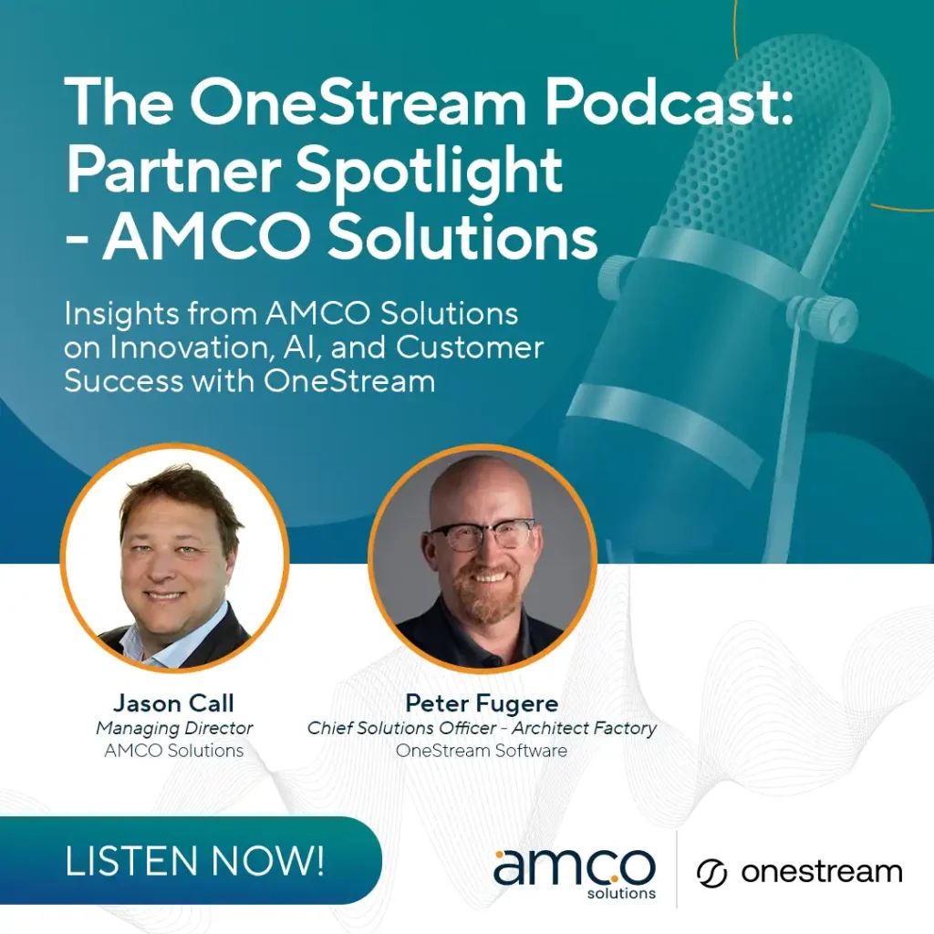OneStream Podcast: Partner Spotlight - AMCO SOlutions Poster