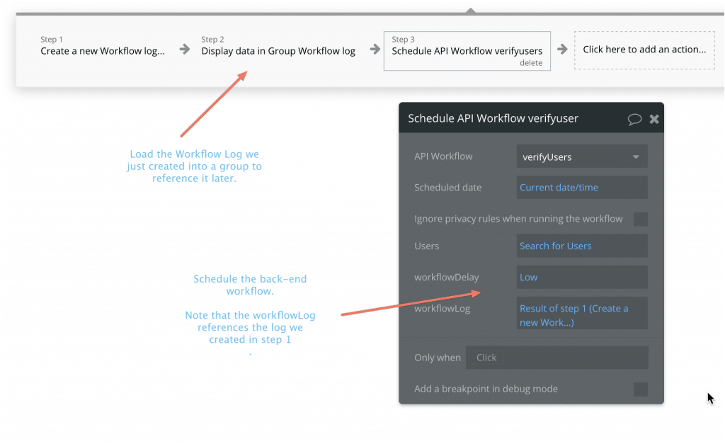 Part 2: How to measure the progress of Recursive Workflows Screenshot showing how to set up the workflow on the button.