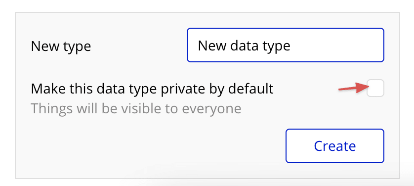 Bubble editor showing the default privacy rule setting checkbox