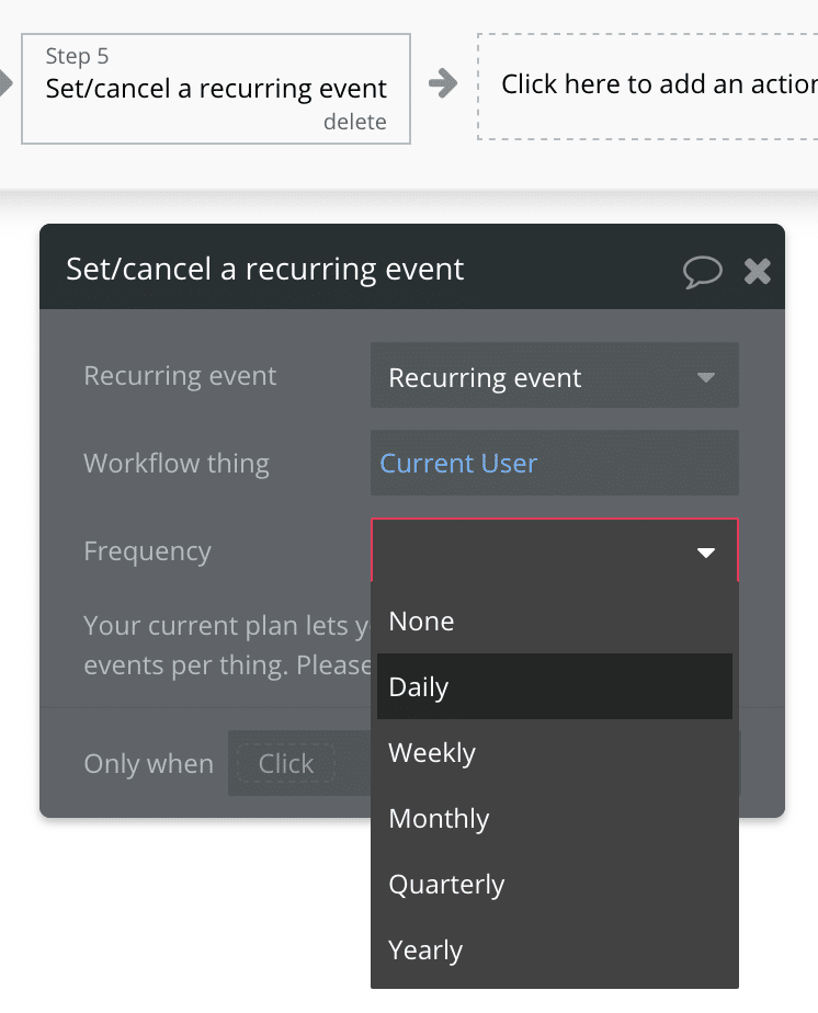 Setting a Recurring Event in Bubble.io