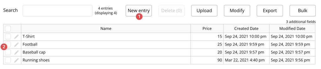 Manually adding entries to the Bubble database