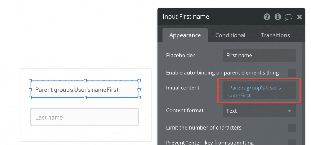 Understanding Bubble Groups Showing a Bubble element getting data from the parent group.