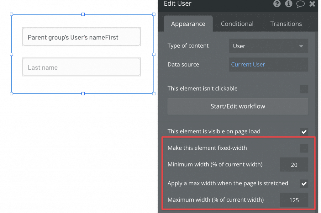 Showing how to set responsive settings directly on a Group instead of its child elements.