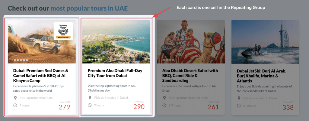 How to use Repeating Groups in Bubble Using Repeating Groups in Bubble to display a list as cards.