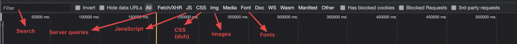 Using filters in the Chrome Networks tab to identify assets that are causing performance issues in Bubble.io