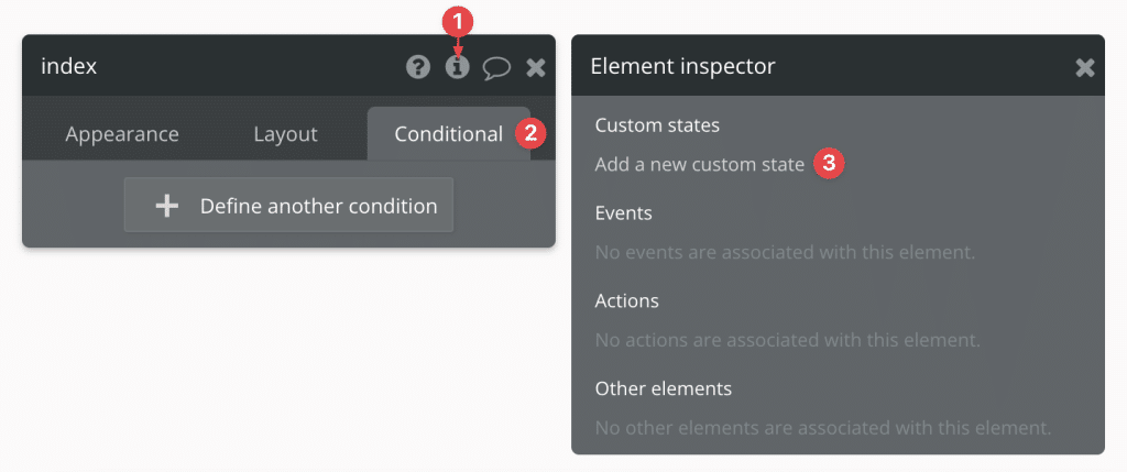 Creating a Custom State in Bubble using the Element inspector