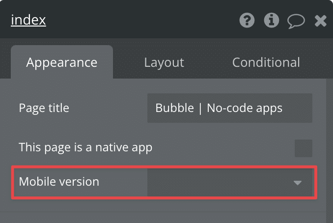 Using Bubble's Mobile version feature to display a separate mobile page