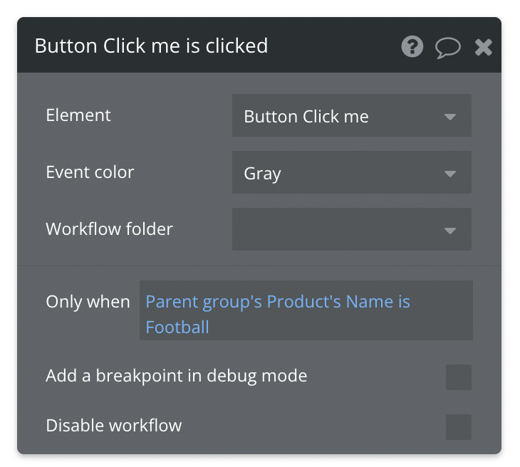 Setting up a Condition in the Bubble workflow editor.