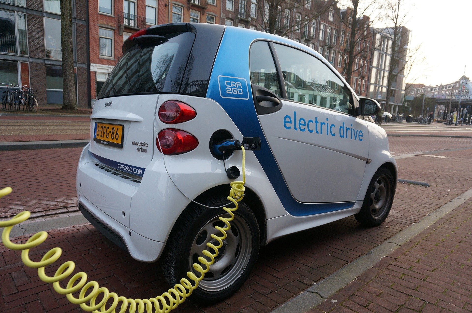 Electric Smart Car being charged