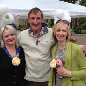 Carrie and Fran with Charles Cowling, Good Funeral Guide and Funeral Plan author