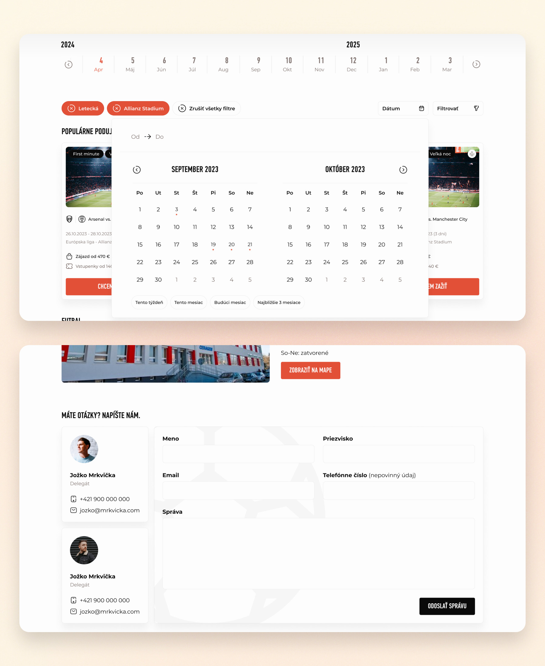 My Design of Calendar and Contact Page