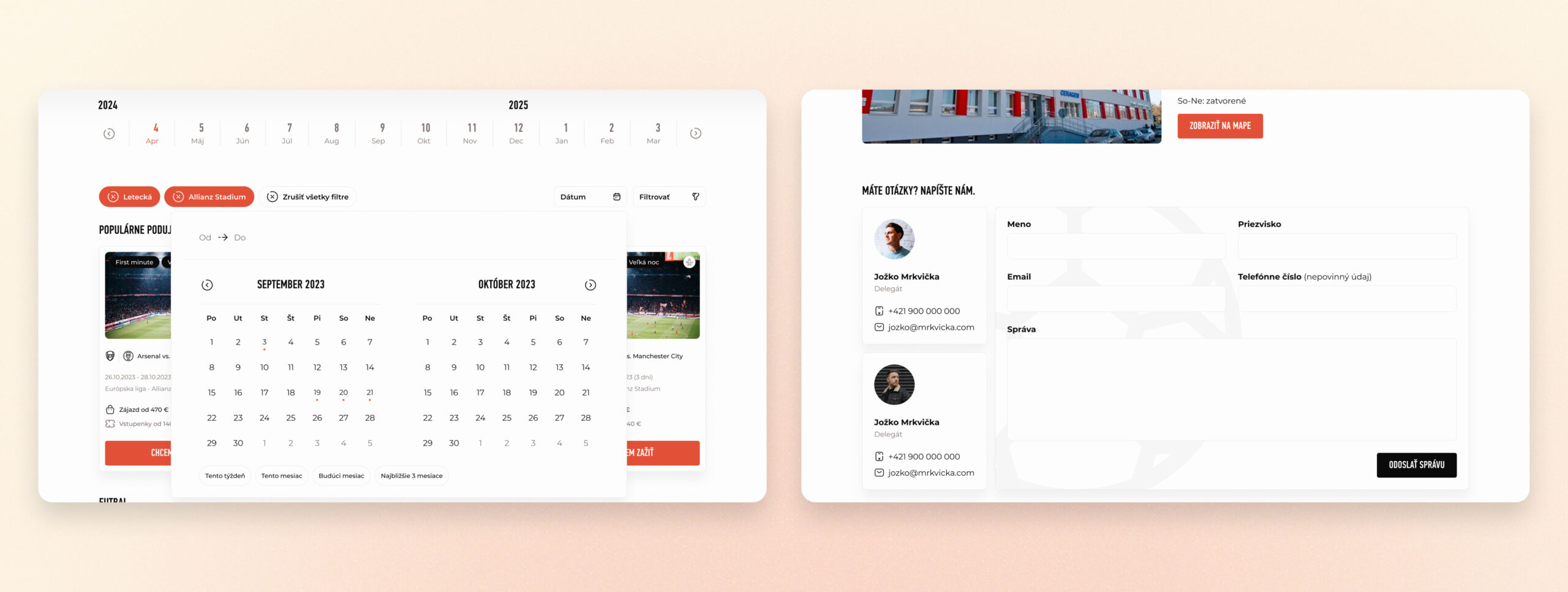 My Design of Calendar and Contact Page