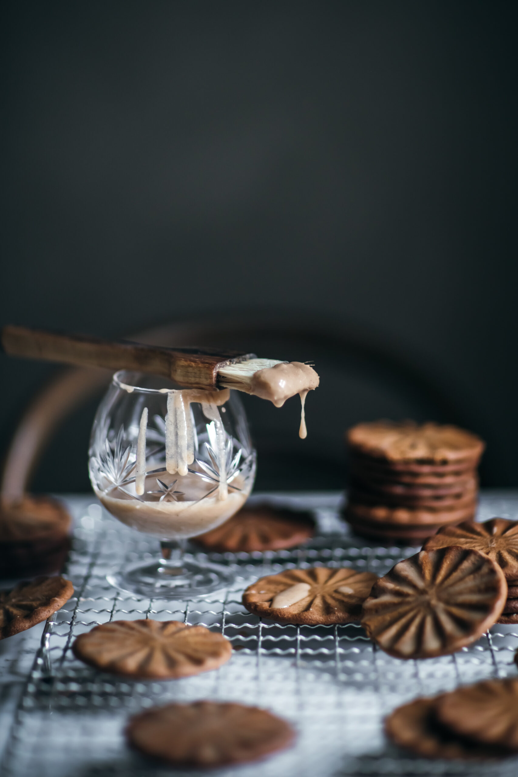 Homemade gingerbread cookies with butter rum glaze