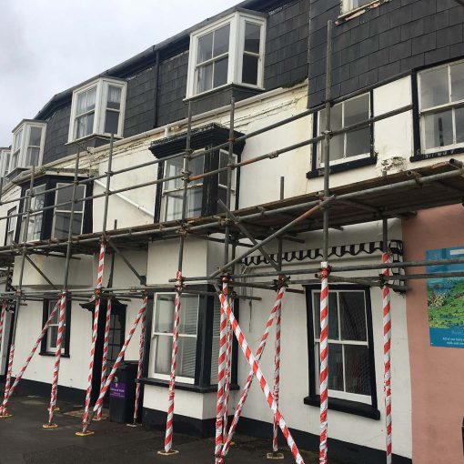 The Alcove, Marine Parade in Lyme Regis, under scaffold