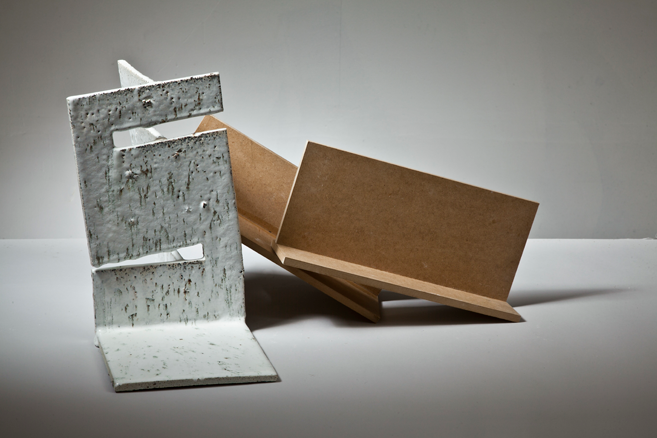Glazed concrete art from 2010, blending ceramics and architecture to explore light, form, and surface at Guldagergård residency. 1