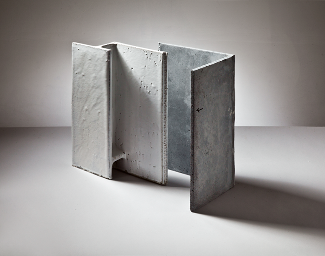 Glazed concrete art from 2010, blending ceramics and architecture to explore light, form, and surface at Guldagergård residency. 26