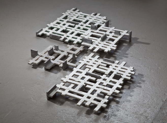 Glazed concrete art from 2010, blending ceramics and architecture to explore light, form, and surface at Guldagergård residency. 11