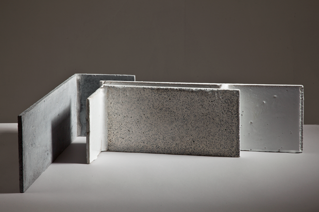 Glazed concrete art from 2010, blending ceramics and architecture to explore light, form, and surface at Guldagergård residency. 13