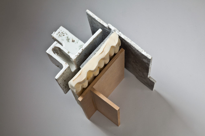 Glazed concrete art from 2010, blending ceramics and architecture to explore light, form, and surface at Guldagergård residency. 20