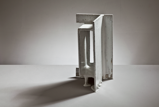 Glazed concrete art from 2010, blending ceramics and architecture to explore light, form, and surface at Guldagergård residency. 23