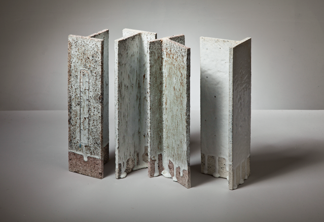 Glazed concrete art from 2010, blending ceramics and architecture to explore light, form, and surface at Guldagergård residency. 25