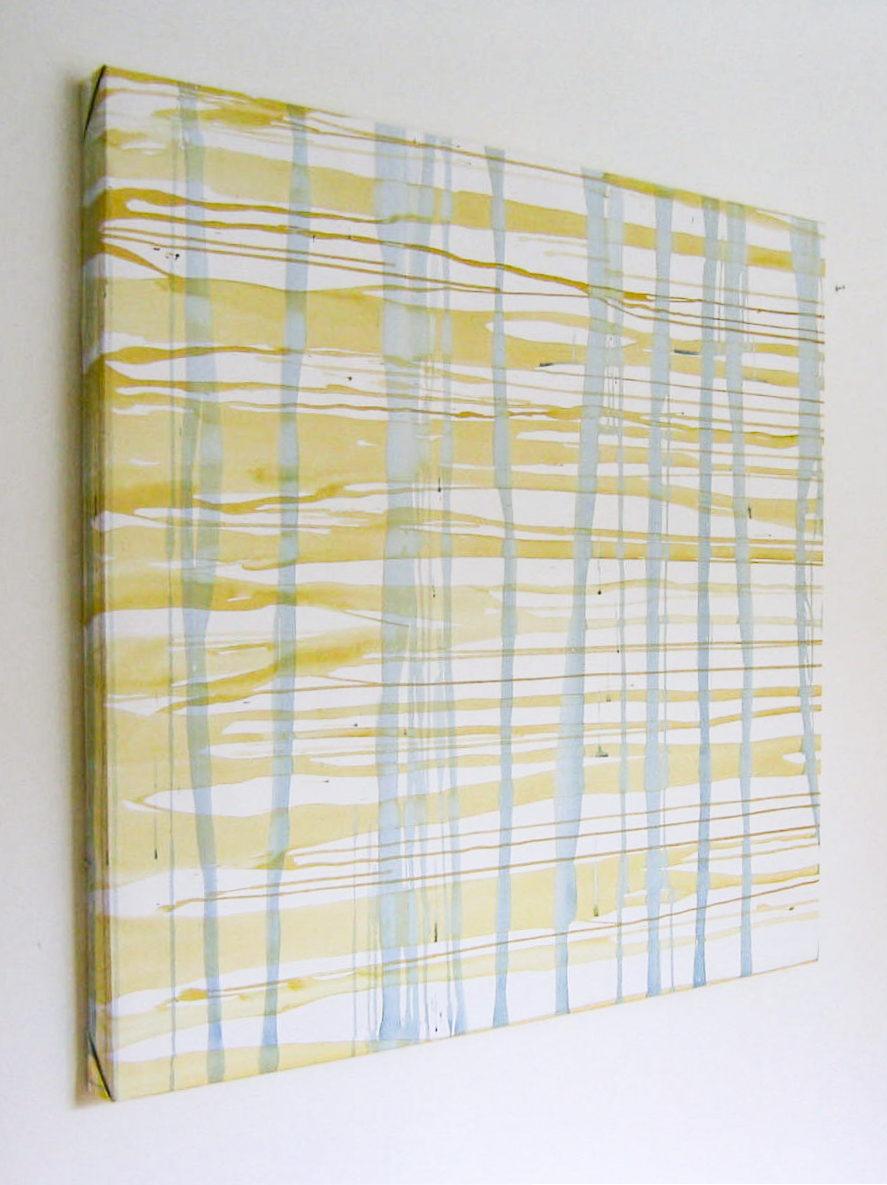 Abstract paintings on 3D wooden canvases exploring Euclidean parallelism, depth, and color saturation in dynamic compositions. 19