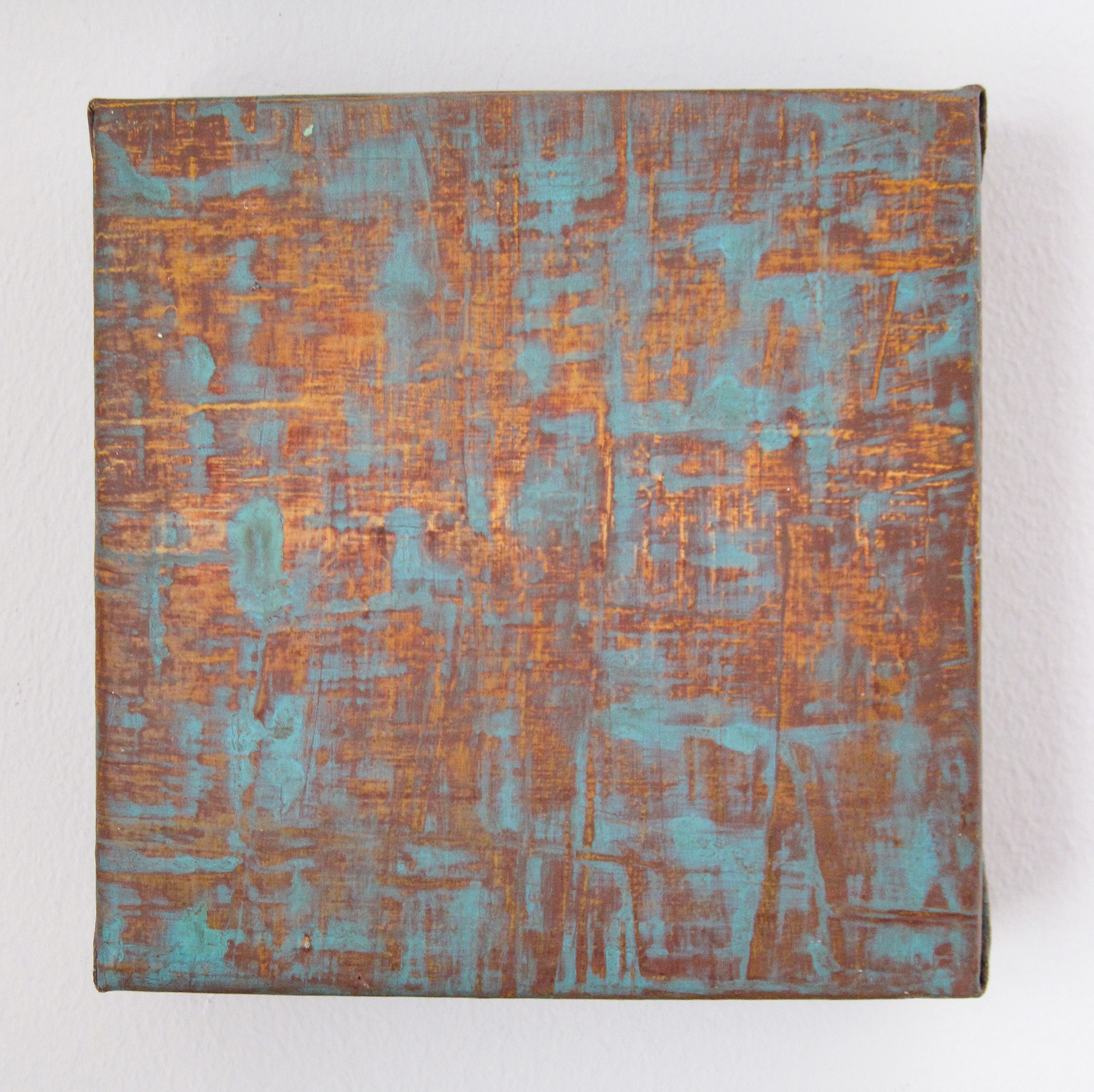 Abstract paintings on 3D wooden canvases exploring Euclidean parallelism, depth, and color saturation in dynamic compositions. 5